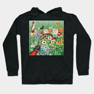 Paradise garden - flowers, birds and butterflies Hoodie